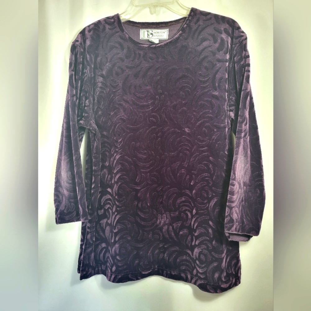 Norton Studio royal purple velour tunic women's S  #1602
